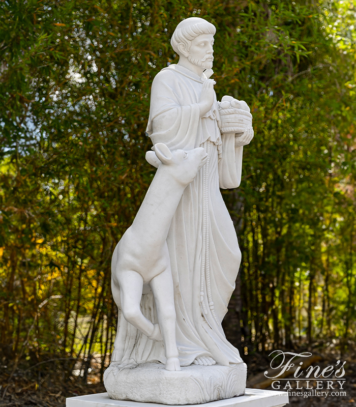 Marble Statues  - Saint Francis Marble Statue - MS-1070